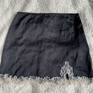 Urban outfitters black silk skirt with cream lace